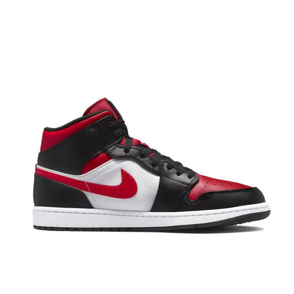 Nike Original Air Jordan 1 Mid Mens Retro Classic Basketball Sneakers Classic Black and Red Colorway