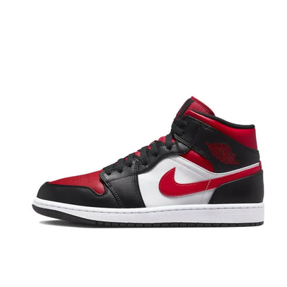 Nike Original Air Jordan 1 Mid Mens Retro Classic Basketball Sneakers Classic Black and Red Colorway